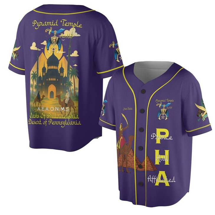 Custom Temple Name Nobles Mystic Shrine AEAONMS Temple Birds Freemasonry 3D Baseball Jersey Shirt Size S-5XL