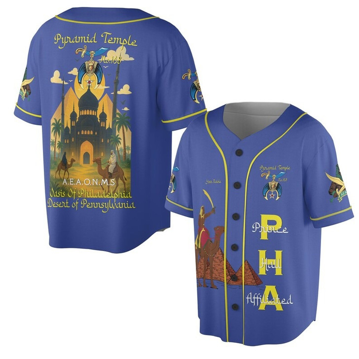 Custom Temple Name Nobles Mystic Shrine AEAONMS Temple Birds Freemasonry 3D Baseball Jersey Shirt Size S-5XL