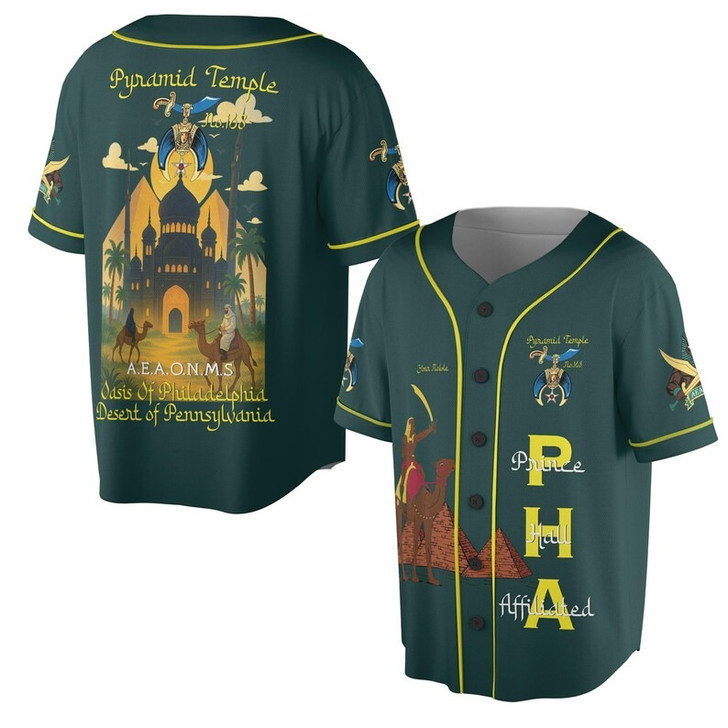 Custom Temple Name Nobles Mystic Shrine AEAONMS Temple Birds Freemasonry 3D Baseball Jersey Shirt Size S-5XL
