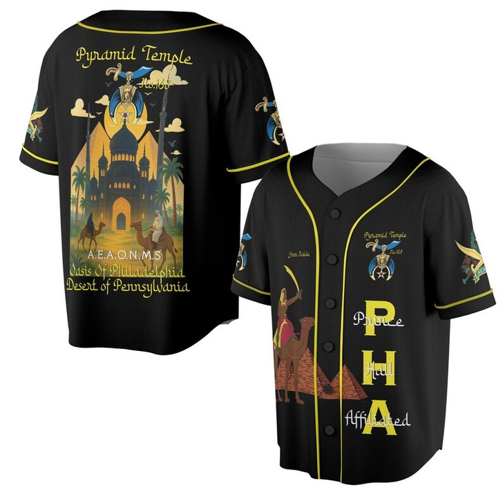Custom Temple Name Nobles Mystic Shrine AEAONMS Temple Birds Freemasonry 3D Baseball Jersey Shirt Size S-5XL