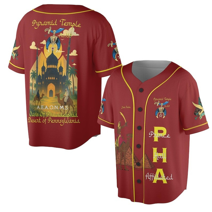 Custom Temple Name Nobles Mystic Shrine AEAONMS Temple Birds Freemasonry 3D Baseball Jersey Shirt Size S-5XL