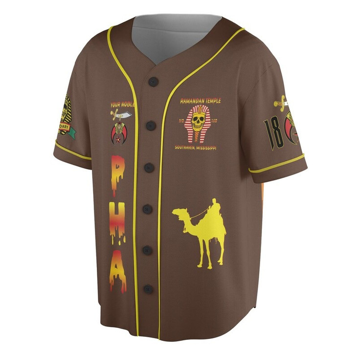 Custom Temple Name Nobles Mystic Shrine AEAONMS On The Rise 1893 PHA Freemasonry 3D Baseball Jersey Shirt Size S-5XL
