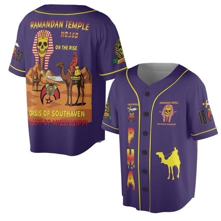 Custom Temple Name Nobles Mystic Shrine AEAONMS On The Rise 1893 PHA Freemasonry 3D Baseball Jersey Shirt Size S-5XL