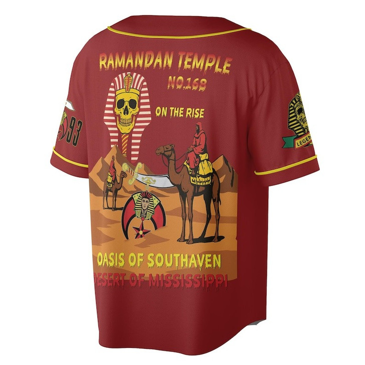 Custom Temple Name Nobles Mystic Shrine AEAONMS On The Rise 1893 PHA Freemasonry 3D Baseball Jersey Shirt Size S-5XL