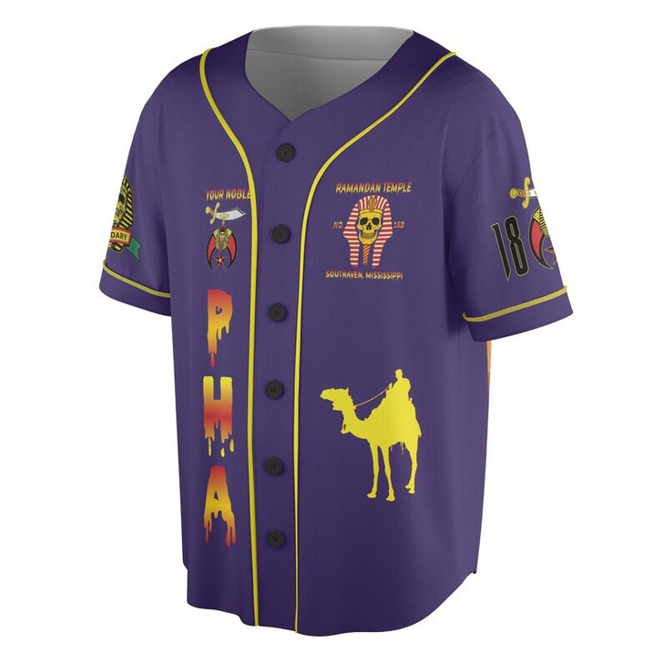 Custom Temple Name Nobles Mystic Shrine AEAONMS On The Rise 1893 PHA Freemasonry 3D Baseball Jersey Shirt Size S-5XL