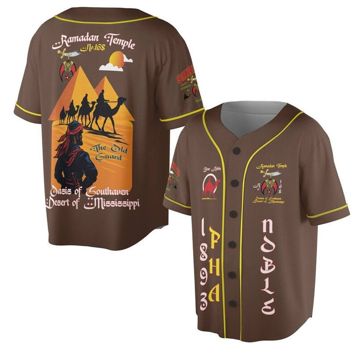 Custom Temple Name Nobles Mystic Shrine AEAONMS The Old Guard Freemasonry 3D Baseball Jersey Shirt Size S-5XL