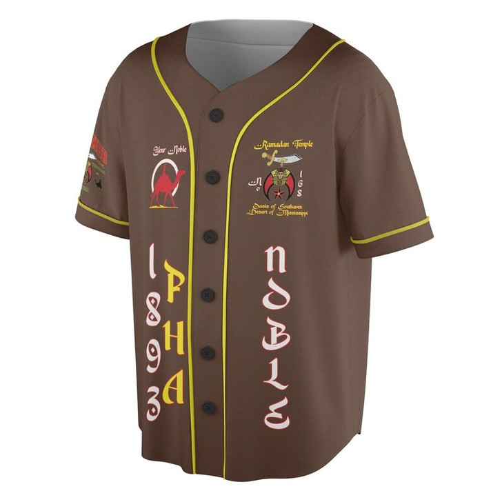 Custom Temple Name Nobles Mystic Shrine AEAONMS The Old Guard Freemasonry 3D Baseball Jersey Shirt Size S-5XL