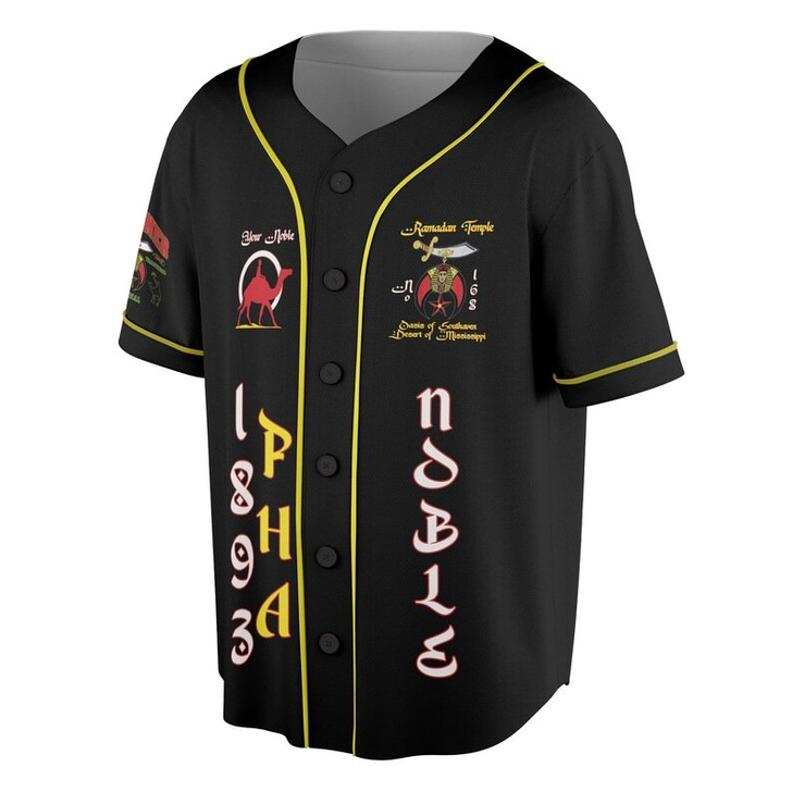 Custom Temple Name Nobles Mystic Shrine AEAONMS The Old Guard Freemasonry 3D Baseball Jersey Shirt Size S-5XL