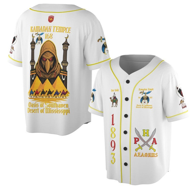 Custom Temple Name Nobles Mystic Shrine AEAONMS Kaaba Guardian PHA Freemasonry 3D Baseball Jersey Shirt Size S-5XL