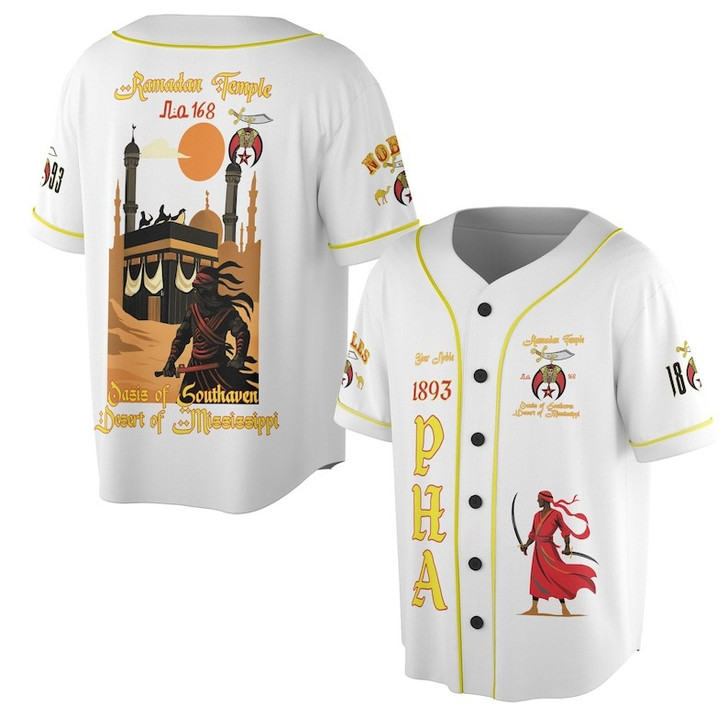 Custom Temple Name Nobles Mystic Shrine AEAONMS Kaaba Guardian Freemasonry 3D Baseball Jersey Shirt Size S-5XL