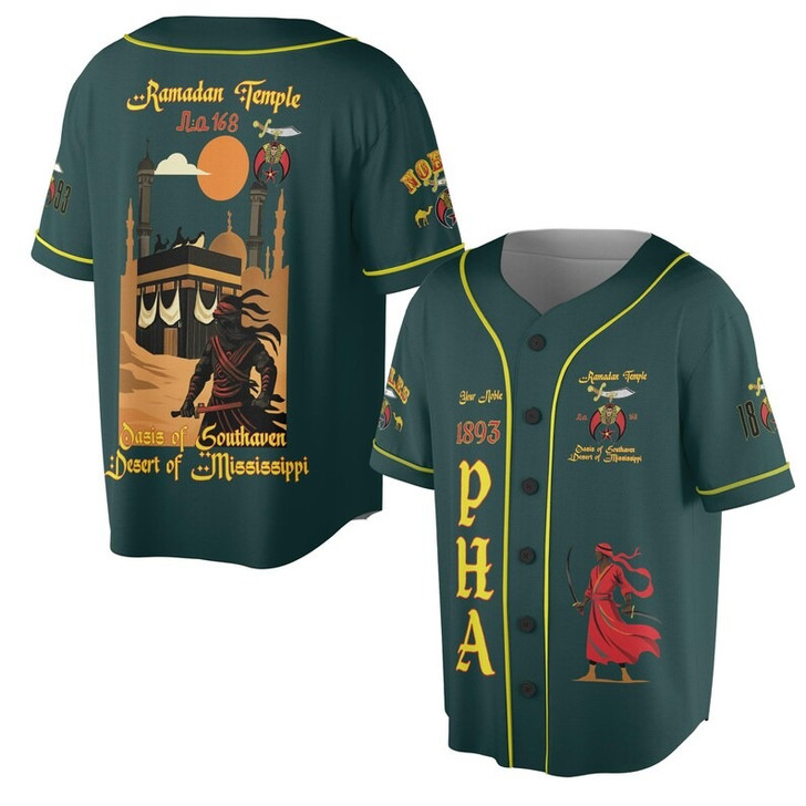Custom Temple Name Nobles Mystic Shrine AEAONMS Kaaba Guardian Freemasonry 3D Baseball Jersey Shirt Size S-5XL