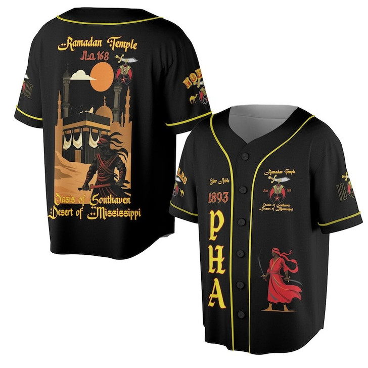 Custom Temple Name Nobles Mystic Shrine AEAONMS Kaaba Guardian Freemasonry 3D Baseball Jersey Shirt Size S-5XL