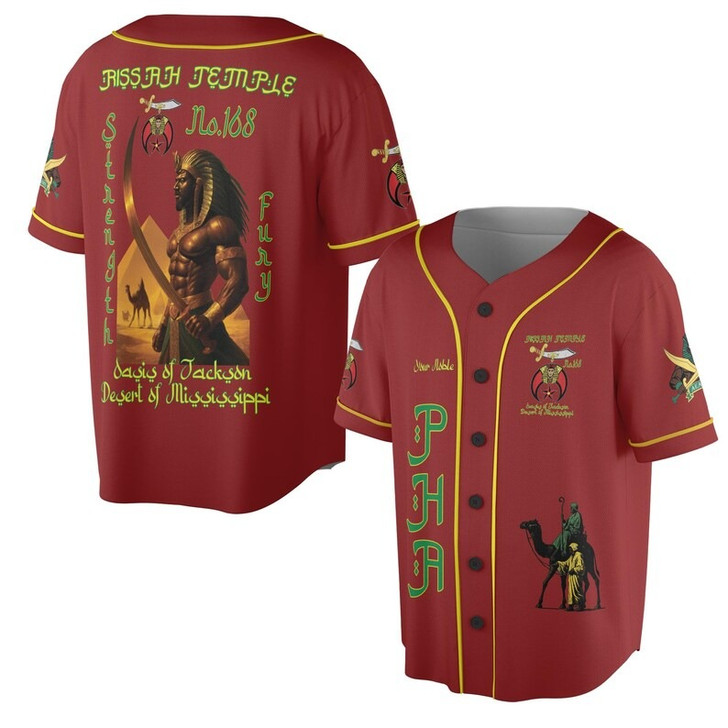 Custom Temple Name Nobles Mystic Shrine AEAONMS Strength & Fury Freemasonry 3D Baseball Jersey Shirt Size S-5XL