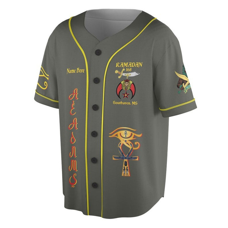 Custom Temple Name Nobles Mystic Shrine AEAONMS You've Been Warned 3D Baseball Jersey Shirt Size S-5XL