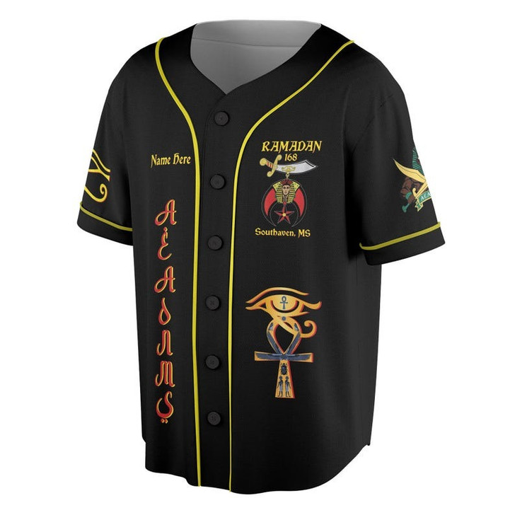 Custom Temple Name Nobles Mystic Shrine AEAONMS You've Been Warned 3D Baseball Jersey Shirt Size S-5XL