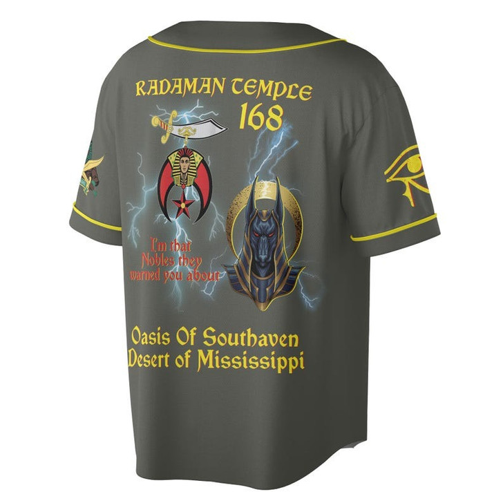 Custom Temple Name Nobles Mystic Shrine AEAONMS You've Been Warned 3D Baseball Jersey Shirt Size S-5XL