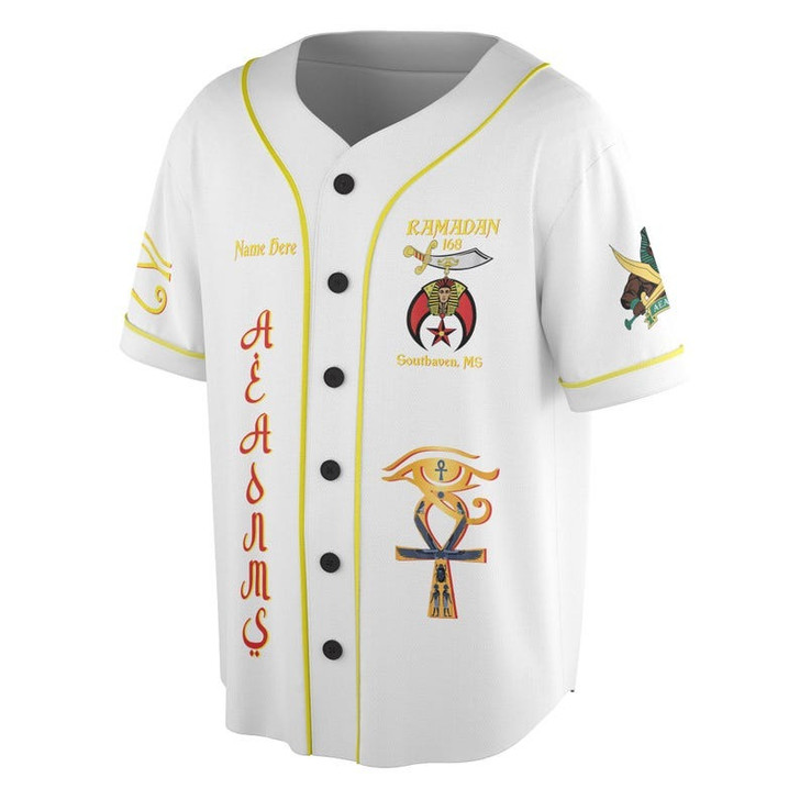 Custom Temple Name Nobles Mystic Shrine AEAONMS You've Been Warned 3D Baseball Jersey Shirt Size S-5XL