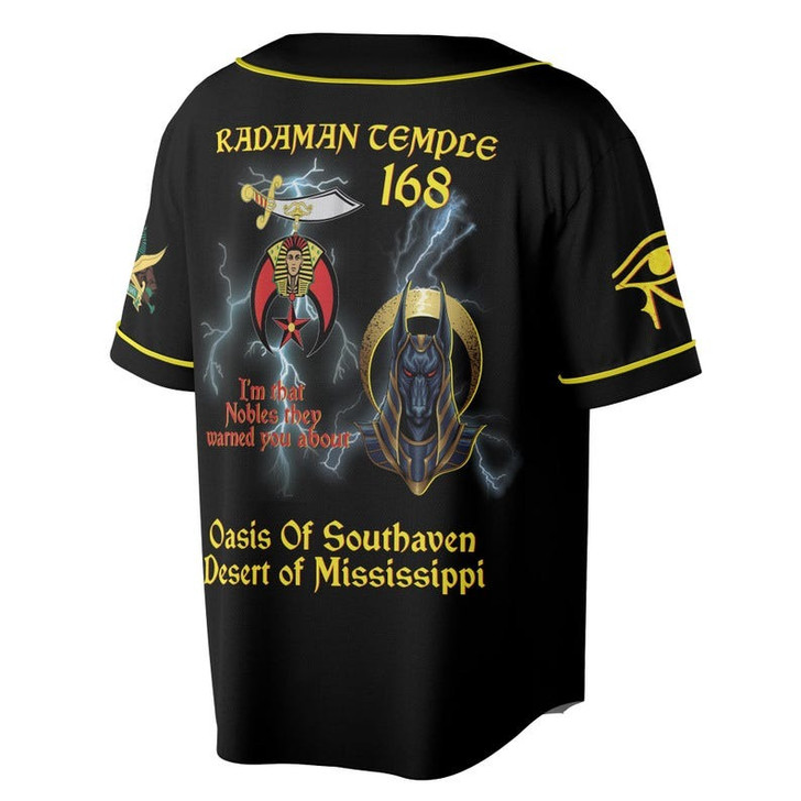Custom Temple Name Nobles Mystic Shrine AEAONMS You've Been Warned 3D Baseball Jersey Shirt Size S-5XL