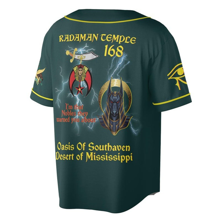 Custom Temple Name Nobles Mystic Shrine AEAONMS You've Been Warned 3D Baseball Jersey Shirt Size S-5XL