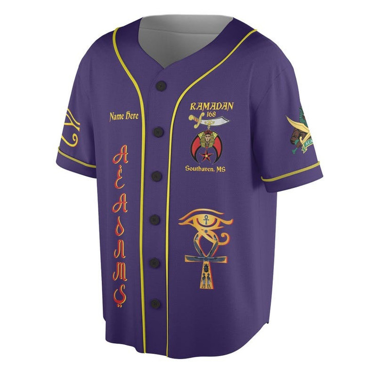 Custom Temple Name Nobles Mystic Shrine AEAONMS You've Been Warned 3D Baseball Jersey Shirt Size S-5XL