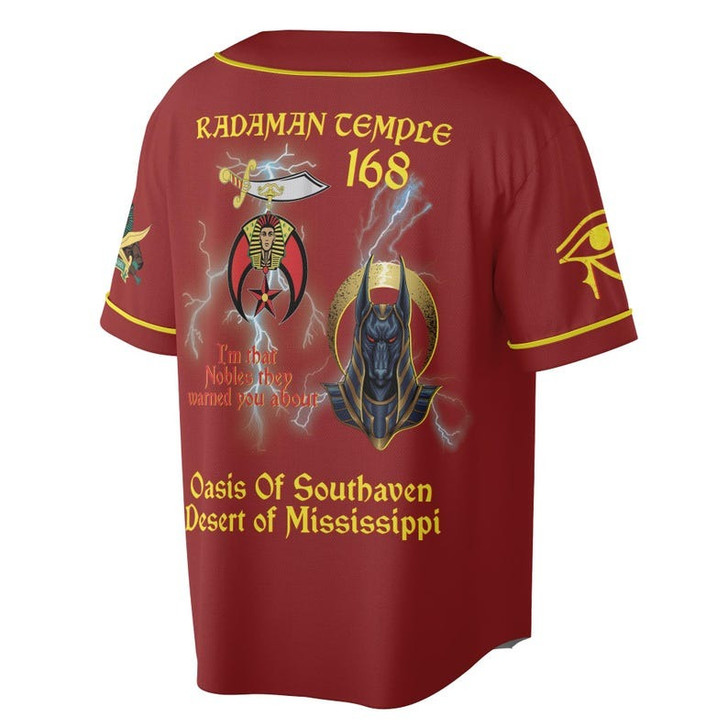 Custom Temple Name Nobles Mystic Shrine AEAONMS You've Been Warned 3D Baseball Jersey Shirt Size S-5XL