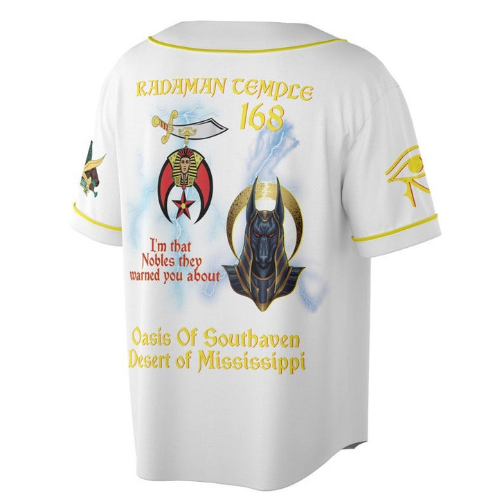 Custom Temple Name Nobles Mystic Shrine AEAONMS You've Been Warned 3D Baseball Jersey Shirt Size S-5XL