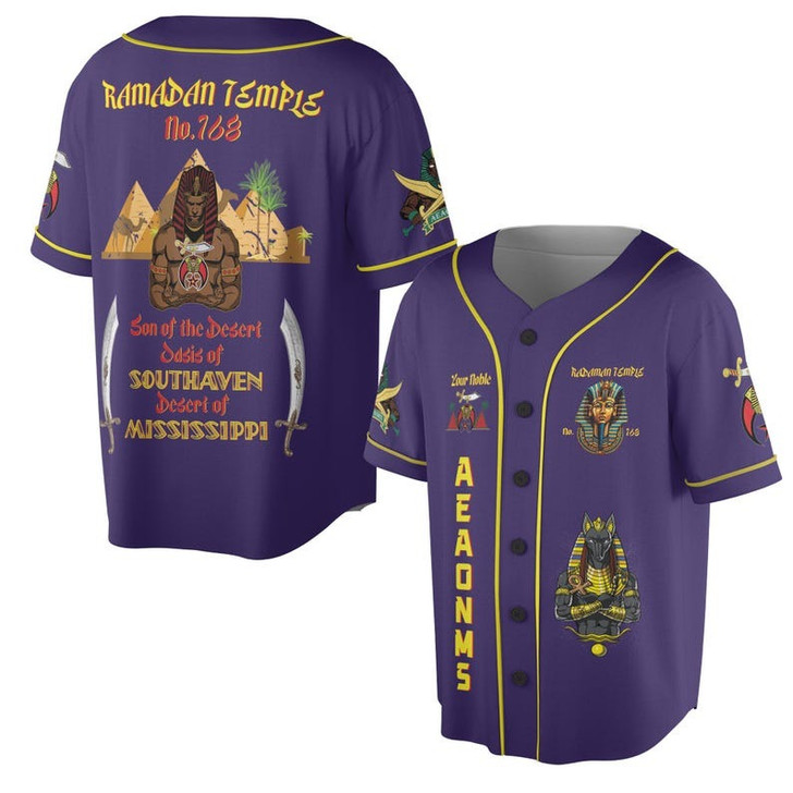 Custom Temple Name Nobles Mystic Shrine AEAONMS Son of the Desert 3D Baseball Jersey Shirt Size S-5XL