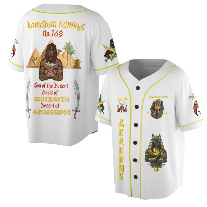 Custom Temple Name Nobles Mystic Shrine AEAONMS Son of the Desert 3D Baseball Jersey Shirt Size S-5XL