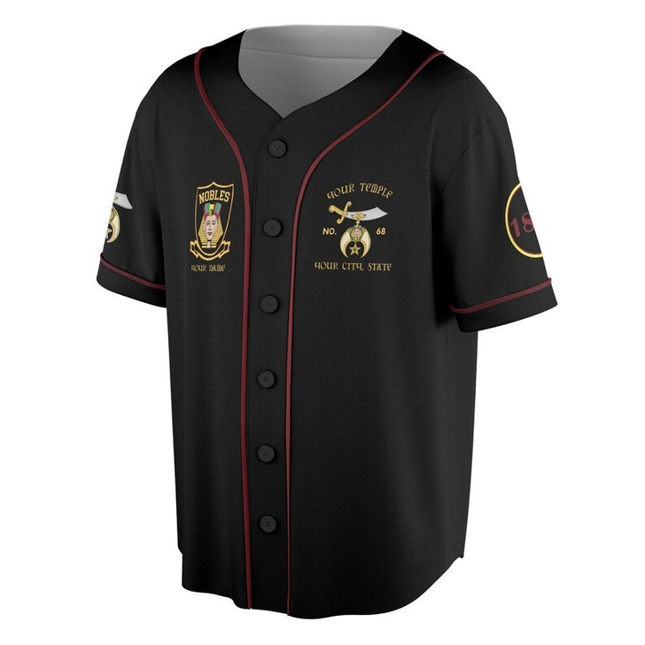 Custom Temple Shriners Nobles Mystic Shrine Freemason 3D Baseball Jersey Shirt Size S-5XL