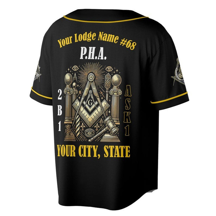 Personalized Name Freemasonry PHA 2B1 ASK1 Wisom Strenght Beauty 3D Baseball Jersey Shirt Size S-5XL
