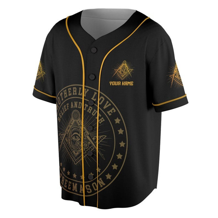 Custom Lodge Name Freemasonry Brotherly Love Freemason 3D Baseball Jersey Shirt Size S-5XL