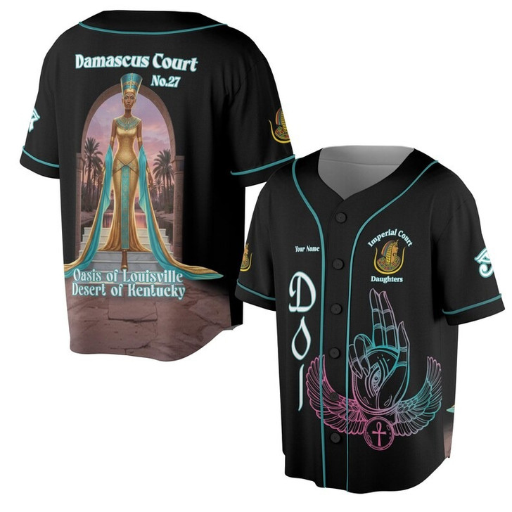 Personalized Court Name DOI Egyptian Ancient Goddess All Seeing Eye 3D Baseball Jersey Shirt Size S-5XL
