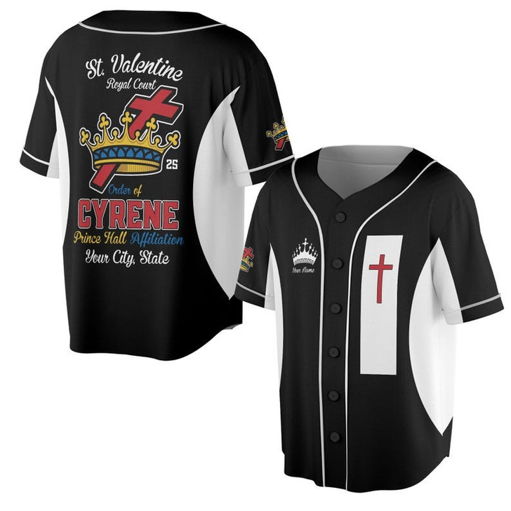 Personalized Court Name Order of the Cyrene Crusaders Prince Hall Affiliation 3D Baseball Jersey Shirt Size S-5XL
