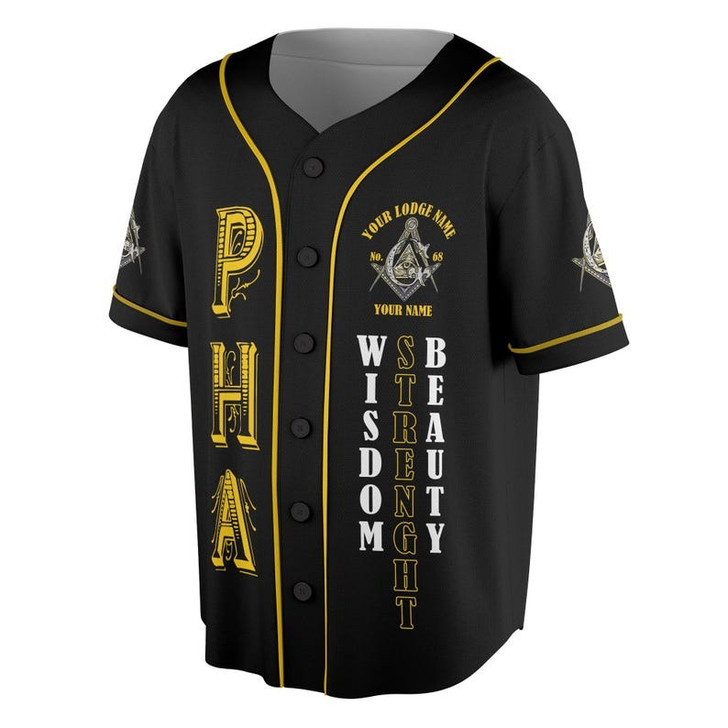 Personalized Name Freemasonry PHA 2B1 ASK1 Wisom Strenght Beauty 3D Baseball Jersey Shirt Size S-5XL