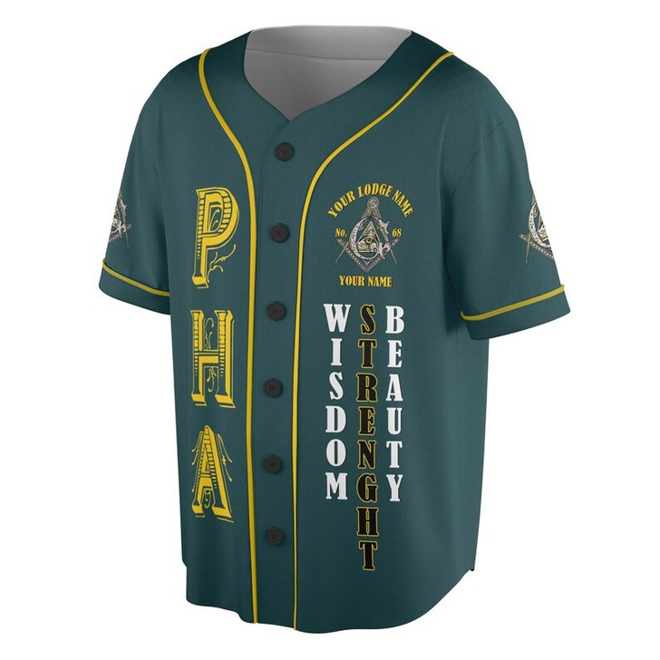 Personalized Name Freemasonry PHA 2B1 ASK1 Wisom Strenght Beauty 3D Baseball Jersey Shirt Size S-5XL