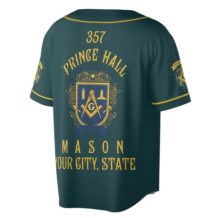Custom Name Freemasonry 357 Prince Hall Mason 3D Baseball Jersey Shirt Size S-5XL