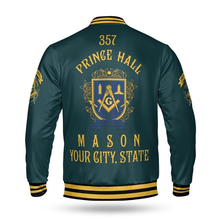 Custom Name Freemasonry 357 Prince Hall Mason 3D Baseball Jacket Size S-5XL
