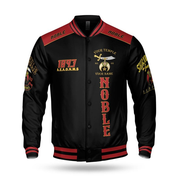 Custom Temple Name Nobles Mystic Shrine AEAONMS Freemasonry 3D Baseball Jacket Size S-5XL