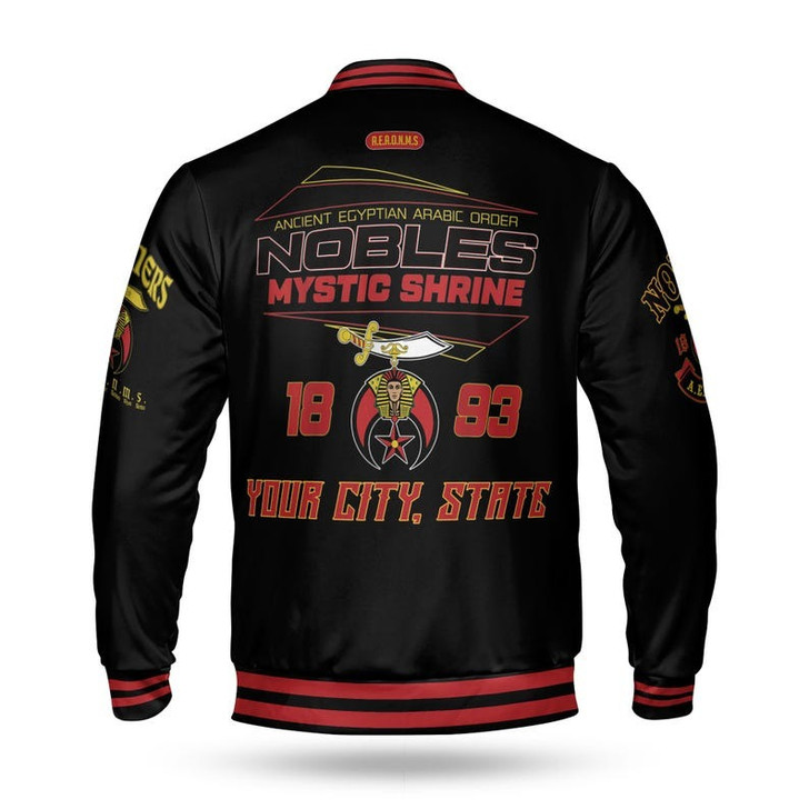 Custom Temple Name Nobles Mystic Shrine AEAONMS Freemasonry 3D Baseball Jacket Size S-5XL