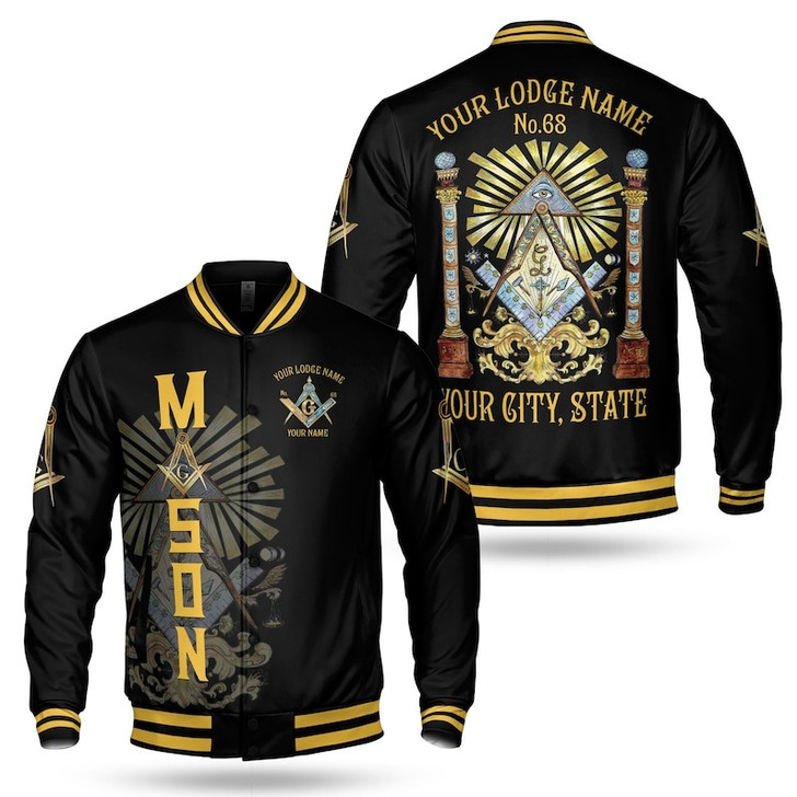 Customize Lodge Name, Name Freemasonry Sign of a Mason 3D Baseball Jacket Size S-5XL