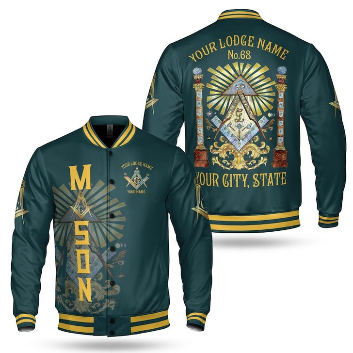 Customize Lodge Name, Name Freemasonry Sign of a Mason 3D Baseball Jacket Size S-5XL