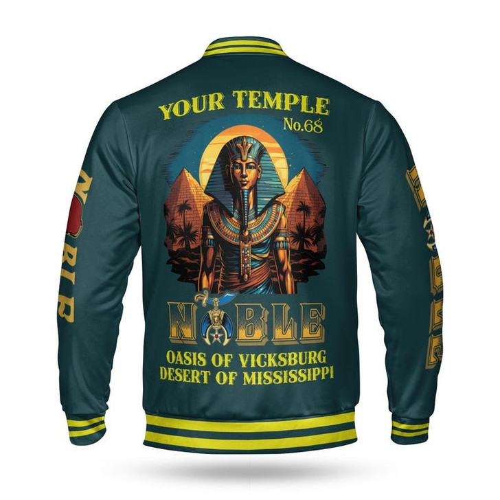 Custom King Of The Desert Shriner Nobles Mystic Ancient Freemason 3D Baseball Jacket Size S-5XL