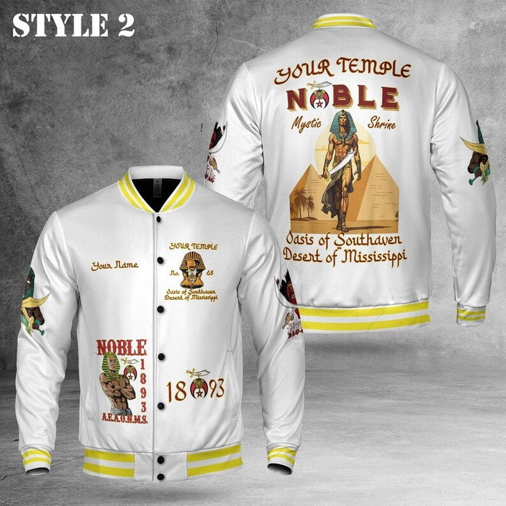Custom Name Nobles 1893 Of The Mystic Shrine AEAONMS 3D Baseball Jacket Size S-5XL