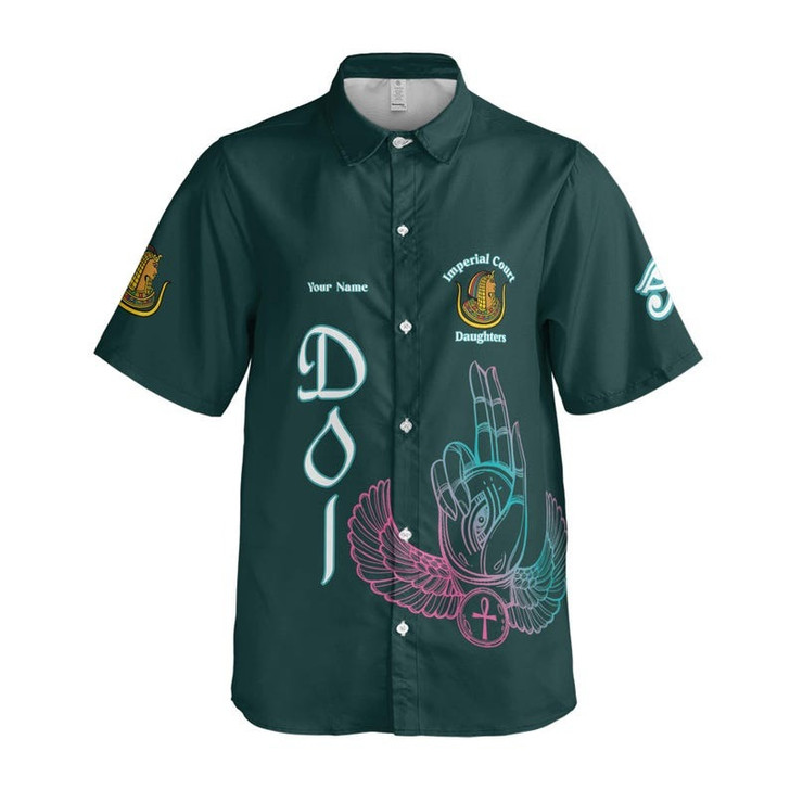 Personalized Court Name DOI Egyptian Ancient Goddess All Seeing Eye 3D Button Down Size S-5XL