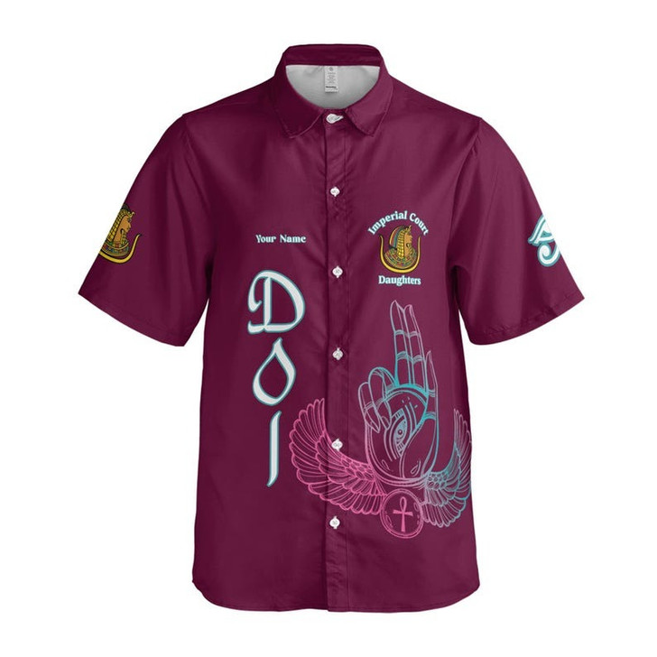 Personalized Court Name DOI Egyptian Ancient Goddess All Seeing Eye 3D Button Down Size S-5XL