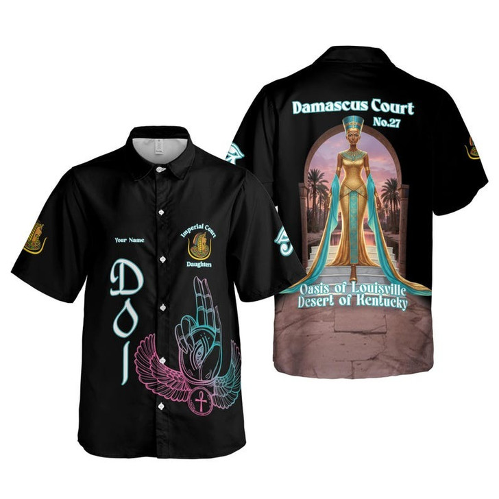 Personalized Court Name DOI Egyptian Ancient Goddess All Seeing Eye 3D Button Down Size S-5XL