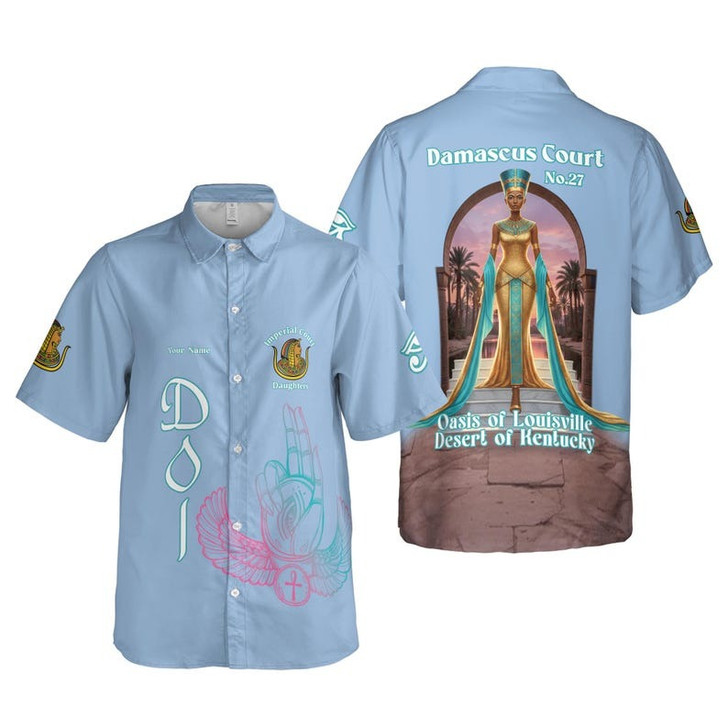 Personalized Court Name DOI Egyptian Ancient Goddess All Seeing Eye 3D Button Down Size S-5XL