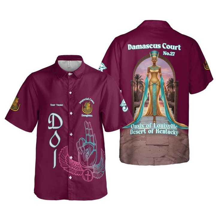 Personalized Court Name DOI Egyptian Ancient Goddess All Seeing Eye 3D Button Down Size S-5XL