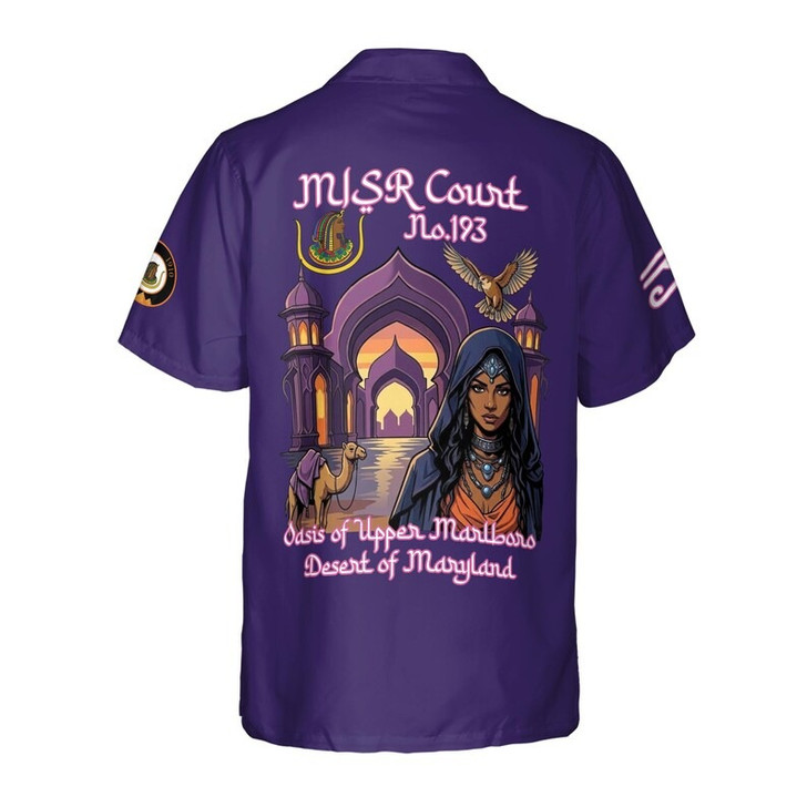 Personalized Court Name DOI Daughters Of Isis Purple Lady Shriners AEAONMS 3D Button Down Size S-5XL