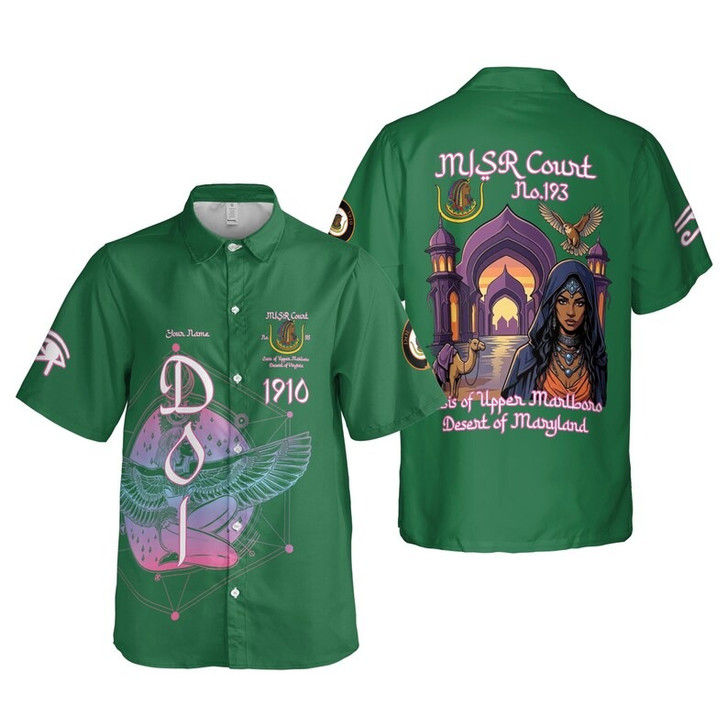 Personalized Court Name DOI Daughters Of Isis Purple Lady Shriners AEAONMS 3D Button Down Size S-5XL